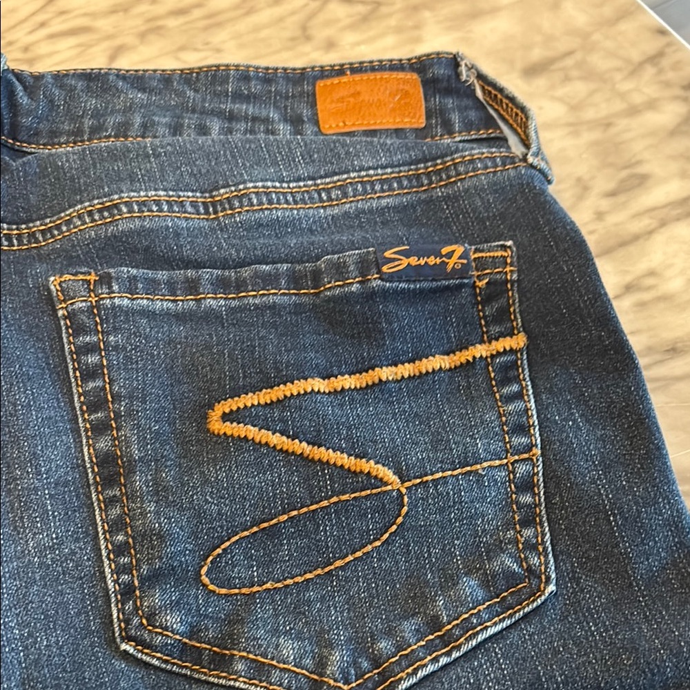 Seven7 Dark Blue Denim Shorts Size 6 - Picture 4 of 4